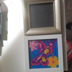 Colorful Abstract Yarn Art in White Frame